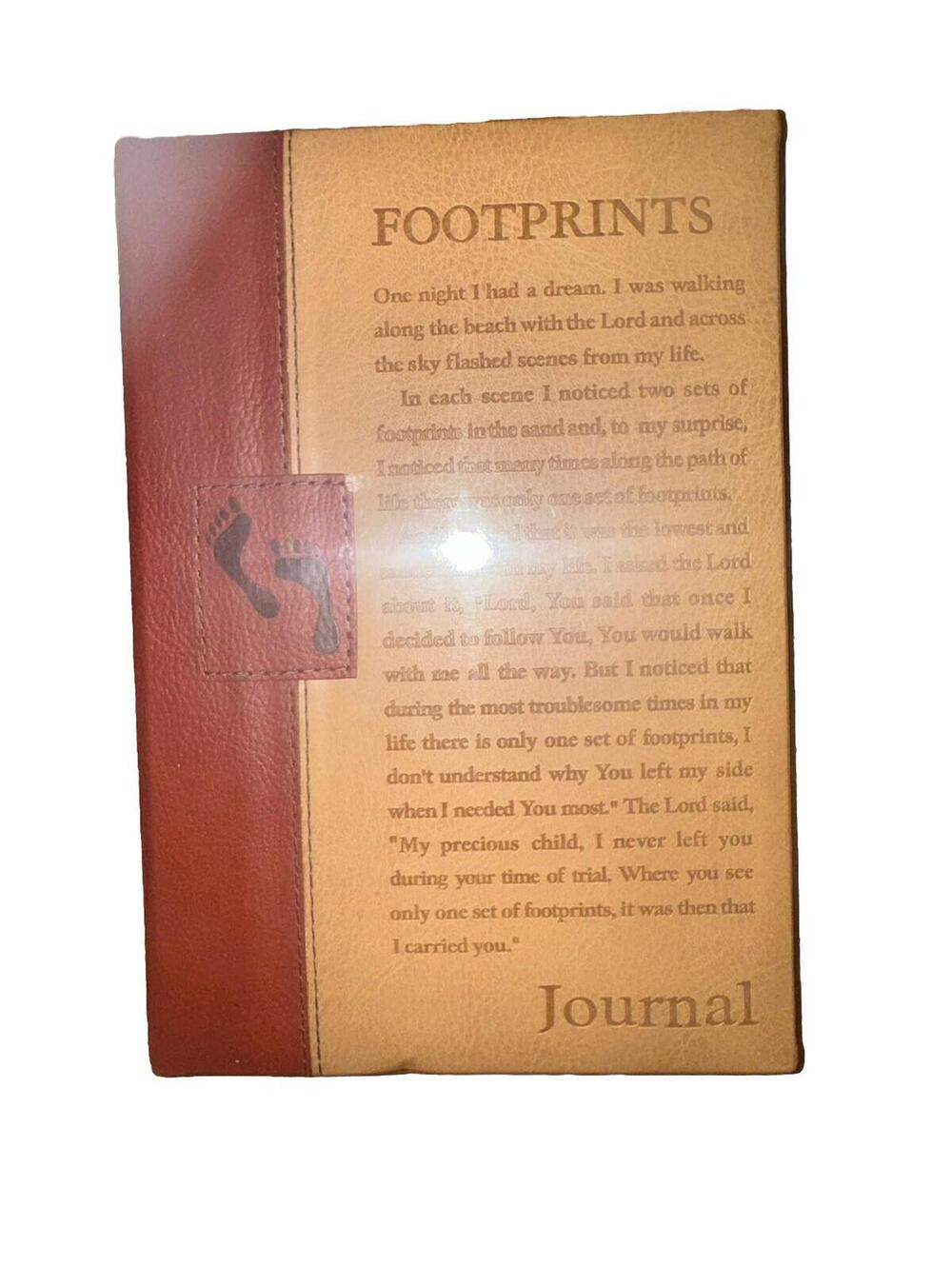 Christian Art Gifts Footprints in the Sand Faux Leather Journal LJ009 New Sealed